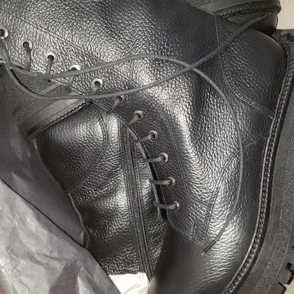 Leather Laced Combat Boot SIZE 9 black - Picture 3 of 10